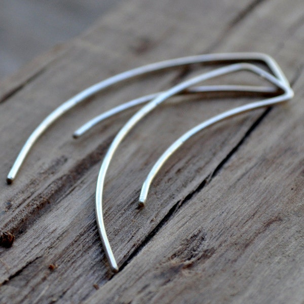 Minimalist Threader Earrings. Streamlined Sterling Silver. Modern, Contemporary, Light-Weight. Ethical Recycled Handmade Jewellery.