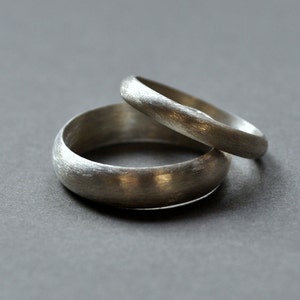 Men's 5mm, Half-round, Matte Finish, Sterling Silver Wedding Ring. Handmade Wedding Band. Ethical & Recycled. image 4