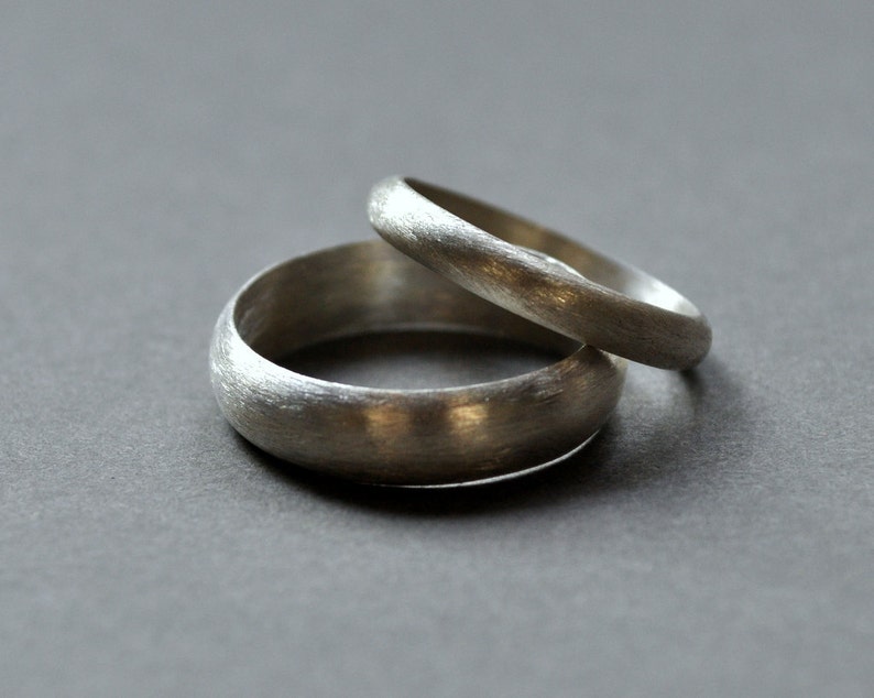 Men's 5mm, Half-round, Matte Finish, Sterling Silver Wedding Ring. Handmade Wedding Band. Ethical & Recycled. image 4