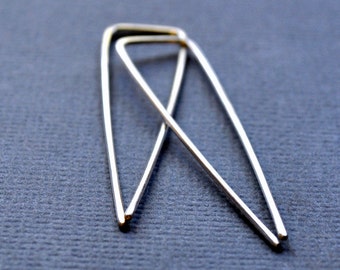 Arrow. Modern Sterling Silver Earrings. Angular. Triangle. Handmade. Recycled. Eco. Sleek. Contemporary.