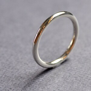 Women's 2mm Round High Shine/Gloss Sterling Silver Wedding Band. Handmade in Your Custom Size. image 2