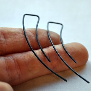 Black Oxidised Streamlined Earrings. Simple Sterling Silver. Modern Contemporary Sleek Elegant Design. image 4