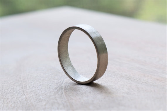 Sterling Silver Wedding Band Mens Band in Brushed Silver 