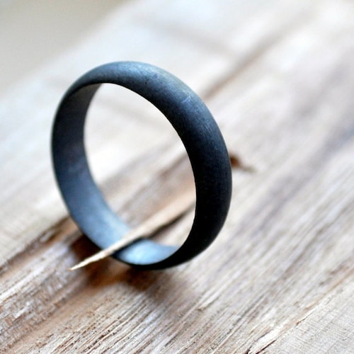 Men's Oxidized Sterling Silver Wedding Band. 5mm | Black Ring | Gunmetal Grey Ring | Modern | Handmade