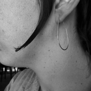 Black Oxidised / Oxidized Raindrop Earrings. Sterling Silver Jewelry. Modern Contemporary Simple Sleek Elegant Design. image 5