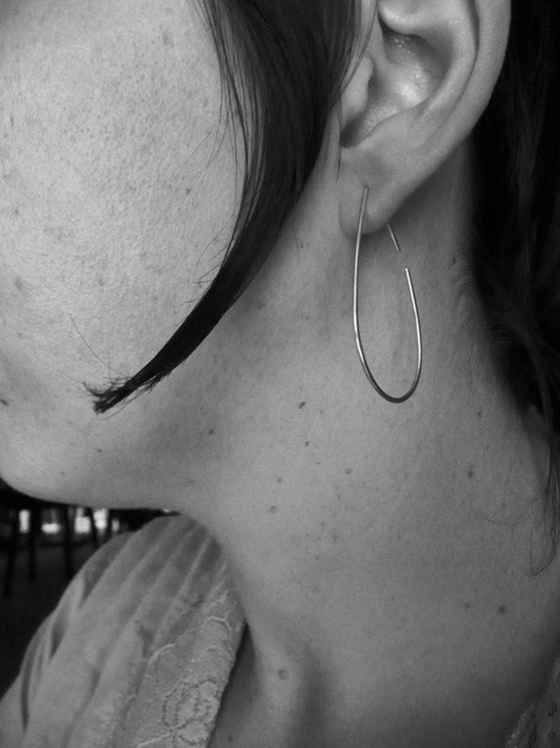 Black Oxidised / Oxidized Raindrop Earrings. Sterling Silver Jewelry. Modern Contemporary Simple Sleek Elegant Design. image 5