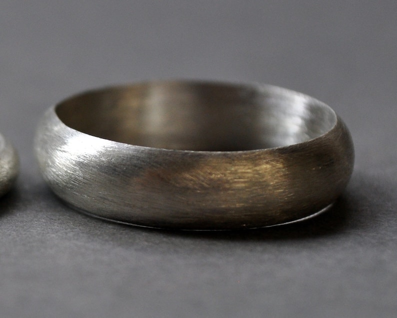 Men's 5mm, Half-round, Matte Finish, Sterling Silver Wedding Ring. Handmade Wedding Band. Ethical & Recycled. image 2