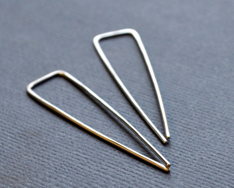 Arrow. Modern Sterling Silver Earrings. Angular. Triangle. Handmade. Recycled. Eco. Sleek. Contemporary. image 2