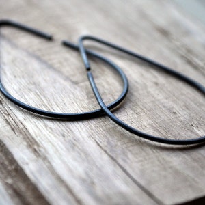 Black Oxidised / Oxidized Raindrop Earrings. Sterling Silver Jewelry. Modern Contemporary Simple Sleek Elegant Design. image 2