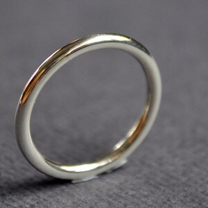 Women's 2mm Round High Shine/Gloss Sterling Silver Wedding Band. Handmade in Your Custom Size. image 5