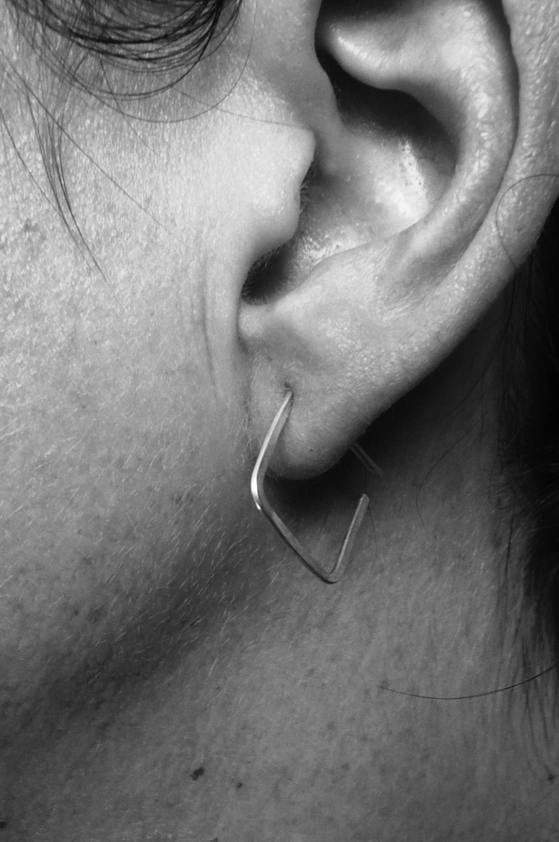 Black Little Square Hoop Earrings. Oxidised Sterling Silver Etsy Denmark