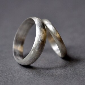 Men's 5mm, Half-round, Matte Finish, Sterling Silver Wedding Ring. Handmade Wedding Band. Ethical & Recycled. image 3