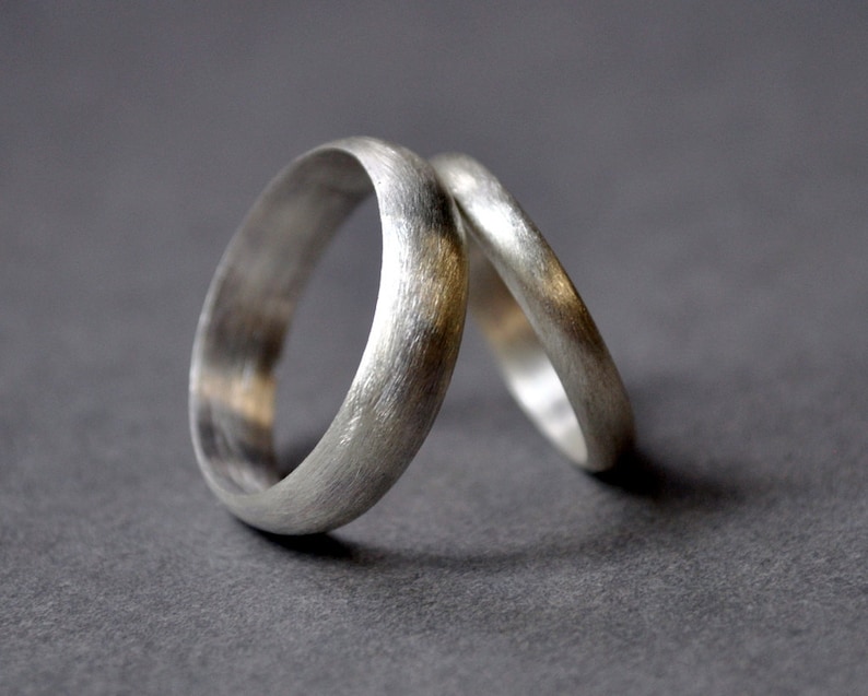 Men's 5mm, Half-round, Matte Finish, Sterling Silver Wedding Ring. Handmade Wedding Band. Ethical & Recycled. image 3