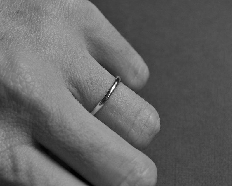 His & Hers Wedding Band Set 2mm 5mm half-round high-shine eco sterling silver rings. Handmade in Australia. image 3