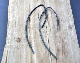 Black Elegance Earrings. Simple Sterling Silver Jewelry. Oxidised. Oxidized. Modern Contemporary Sleek Jewellery.