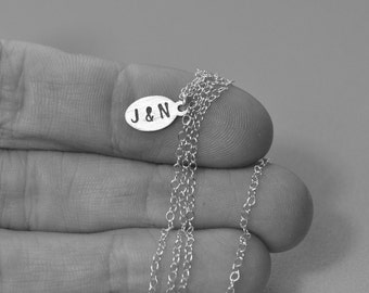 Petite Personalised Initials Necklace. Sterling Silver. Sweethearts. Love. Friendship. Tiny. Small. Delicate. Fine. Personalized Jewelry.