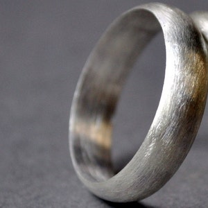 Men's 5mm, Half-round, Matte Finish, Sterling Silver Wedding Ring. Handmade Wedding Band. Ethical & Recycled. image 1