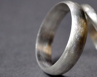 Men's 5mm, Half-round, Matte Finish, Sterling Silver Wedding Ring. Handmade Wedding Band.  Ethical & Recycled.