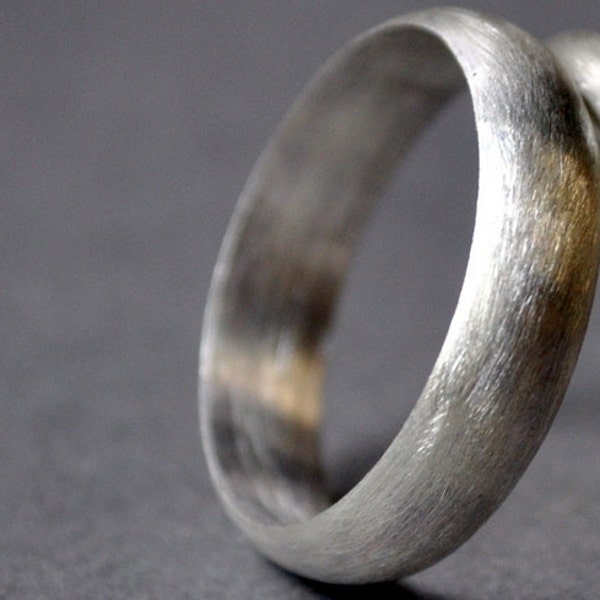 Men's 5mm, Half-round, Matte Finish, Sterling Silver Wedding Ring. Handmade Wedding Band.  Ethical & Recycled.