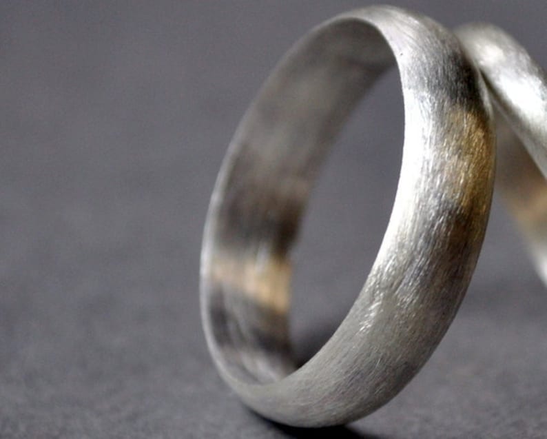 Men's 5mm, Half-round, Matte Finish, Sterling Silver Wedding Ring. Handmade Wedding Band. Ethical & Recycled. image 1