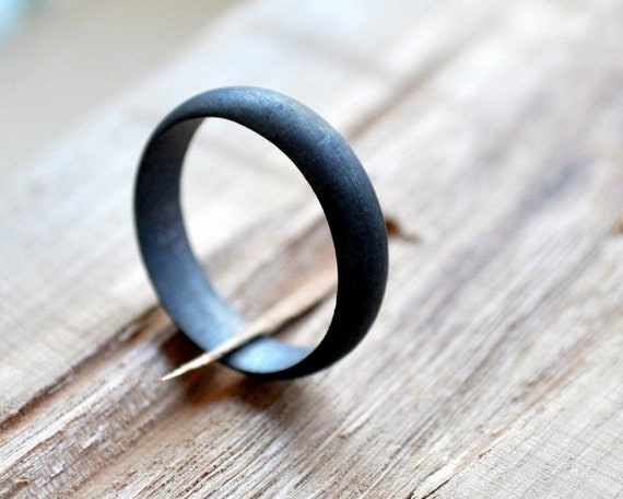 5mm Wide Mens Wedding Ring. Oxidized Sterling Silver, Dark Gray,  Gunmetal/charcoal Color. Ethical and Recycled. Half-round Profile. -   Canada