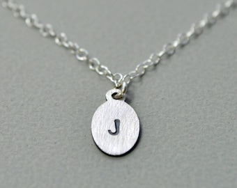 Petite Custom Initial Necklace. Sterling Silver. Oxidized Detail. Tiny. Small. Delicate. Fine. Personalized Jewelry.