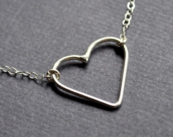 Heart Necklace. Sweet, delicate, petite and handmade from sterling silver. Valentine's. Sweetheart. Love.