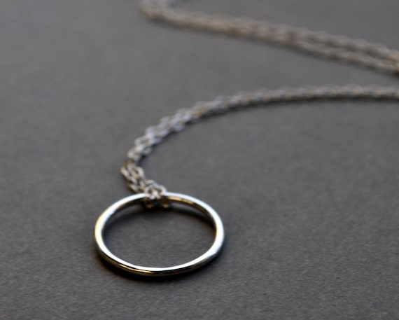 Simple Sterling Silver Circle Necklace. Minimalist Jewelry