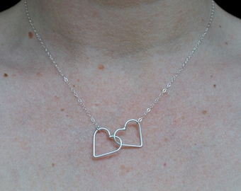 Sterling Silver Entwined Hearts Necklace. Valentines. Love. Couple. Sweethearts. Mother. Daughter. Family.