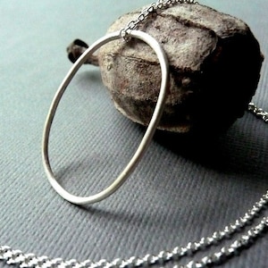 Large Oval Sterling Silver Necklace. Modern, sleek, simple design for everyday wear. image 5