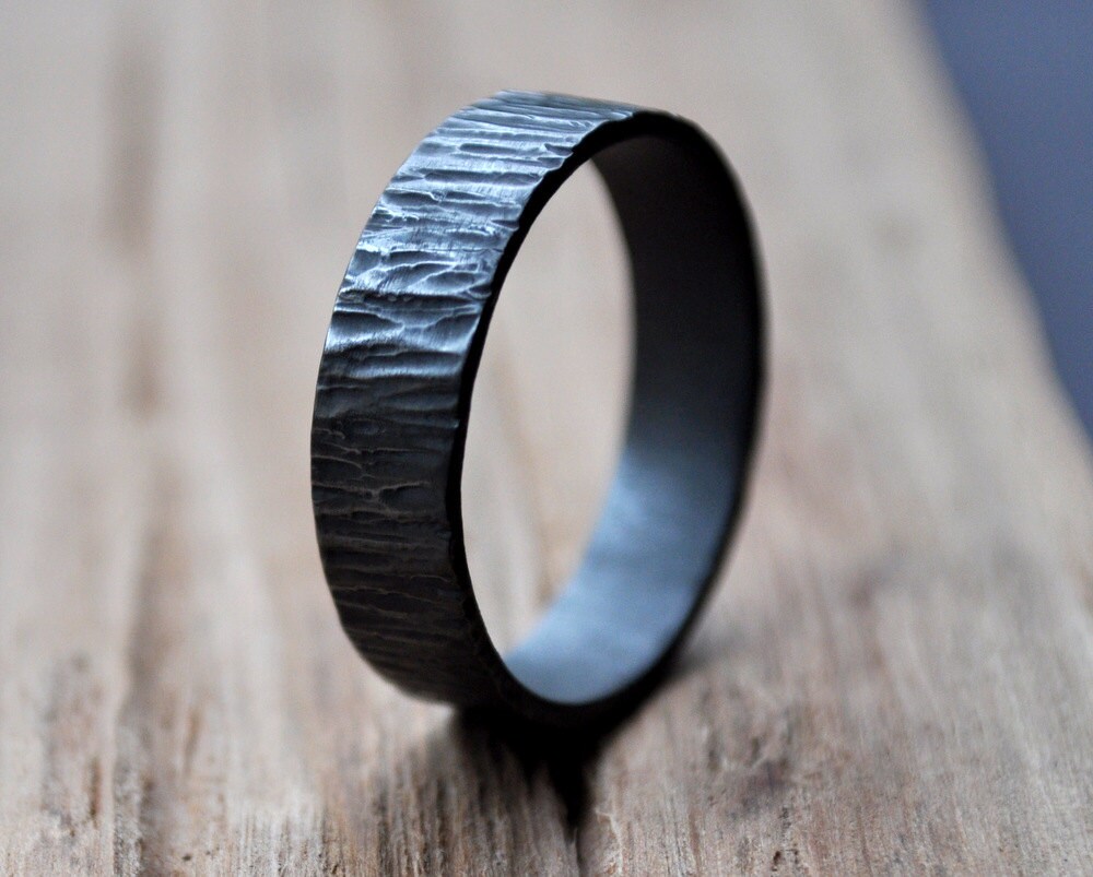 With longterm guarantee oxidized sterling silver bark