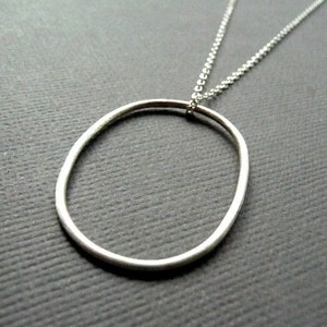 Large Oval Sterling Silver Necklace. Modern, sleek, simple design for everyday wear. image 1