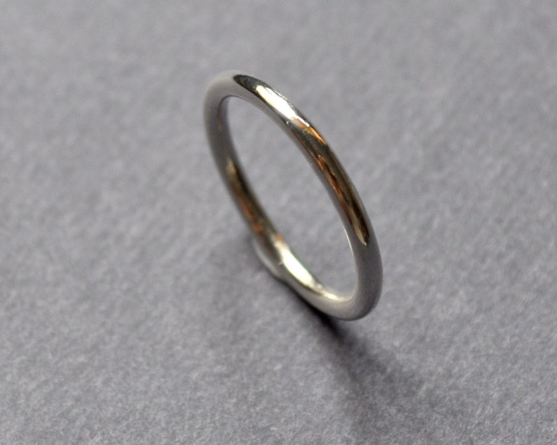 Women's 2mm Round High Shine/Gloss Sterling Silver Wedding Band. Handmade in Your Custom Size. image 4