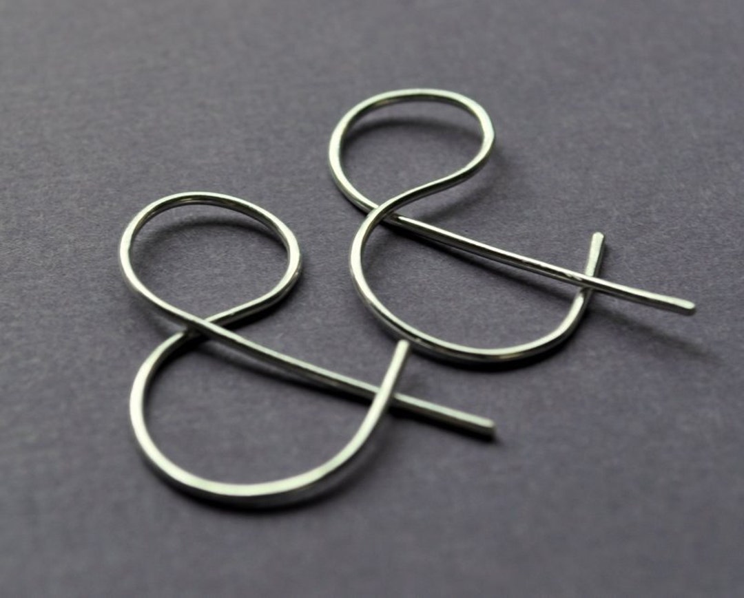 Earrings. Punctuation Collection. Ampersand. AND. Spelling, Word, Geek Style Modern Simple Sterling Silver. By Epheriell on Etsy.