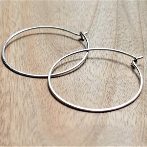 Large Sterling Silver Hoop Earrings. Modern. Contemporary. Simple. Sleek. Elegant. Jewelry. Jewellery. Handmade. Statement. image 1