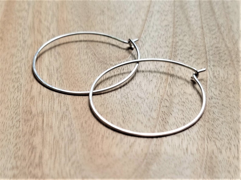 Large Sterling Silver Hoop Earrings. Modern. Contemporary. Simple. Sleek. Elegant. Jewelry. Jewellery. Handmade. Statement. image 1