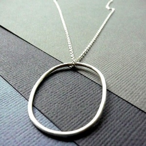 Large Oval Sterling Silver Necklace. Modern, sleek, simple design for everyday wear. image 4