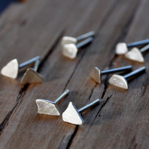 Asymmetrical Sterling Silver Stud Earrings. Post Earrings. Handmade. OOAK. Unique. One, two, three or more. Rubble Earrings. Recycled. Eco. image 1