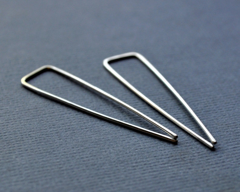 Arrow. Modern Sterling Silver Earrings. Angular. Triangle. Handmade. Recycled. Eco. Sleek. Contemporary. image 4