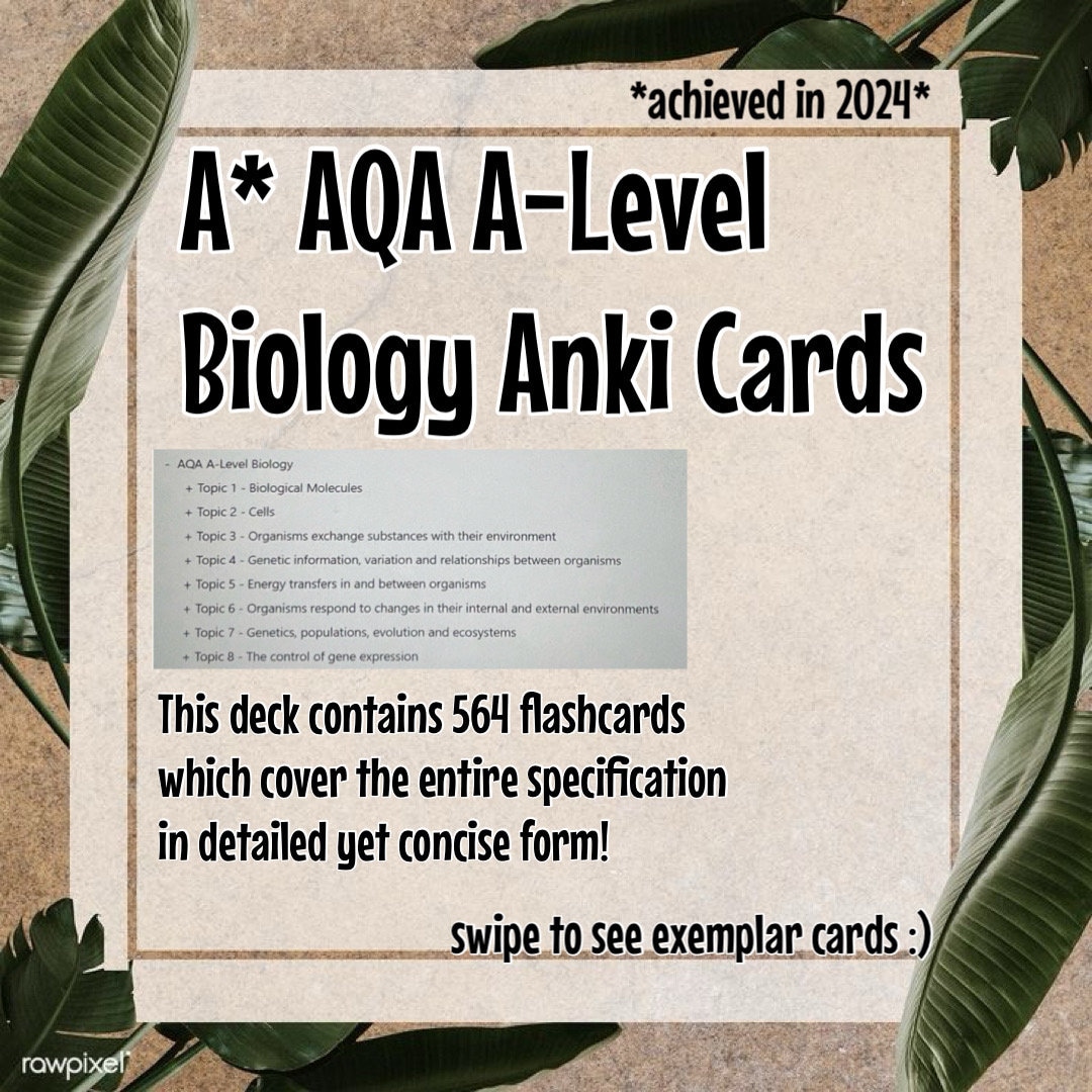 AQA A-level Biology A* Anki Cards - Etsy