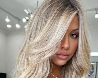 Root Smudge Blonde Balayage Wig | 13x4 | Glueless Transparent Lace | Virgin Human Hair | Natural | Comfortable Gorgeous Everyday Wig