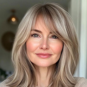 Blonde Balayage Silk Base Human Hair Wig | Virgin Hair | Glueless 11x5.5 lace Wig with Bangs | Full Coverage | Natural Look | Lightweight