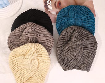 Cozy Winter Knitted Turban Hat for Women | Thick Wool Fall Turban Wrap | Stylish Hand-Knit Fashion Hijab | Warm Headwear | Knitted Turban