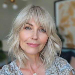 Blonde Balayage Silk Base Human Hair Wig | Virgin Hair | Glueless 11x5.5 lace Wig with Bangs | Full Coverage | Natural Look | Lightweight