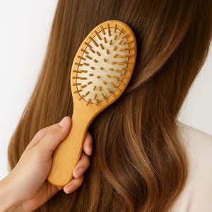 Spazzola per capelli in bambù con setole in legno, districante per parrucche / Accessori e pettini per capelli / Matrimonio, festa / Regalo di anniversario / Grande