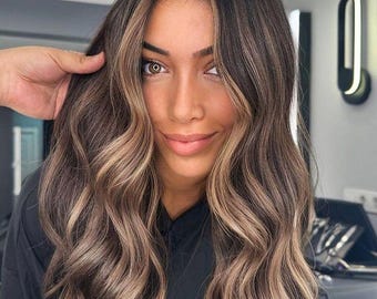 Brown Balayage Glueless Transparent Lace Wig Luxurious