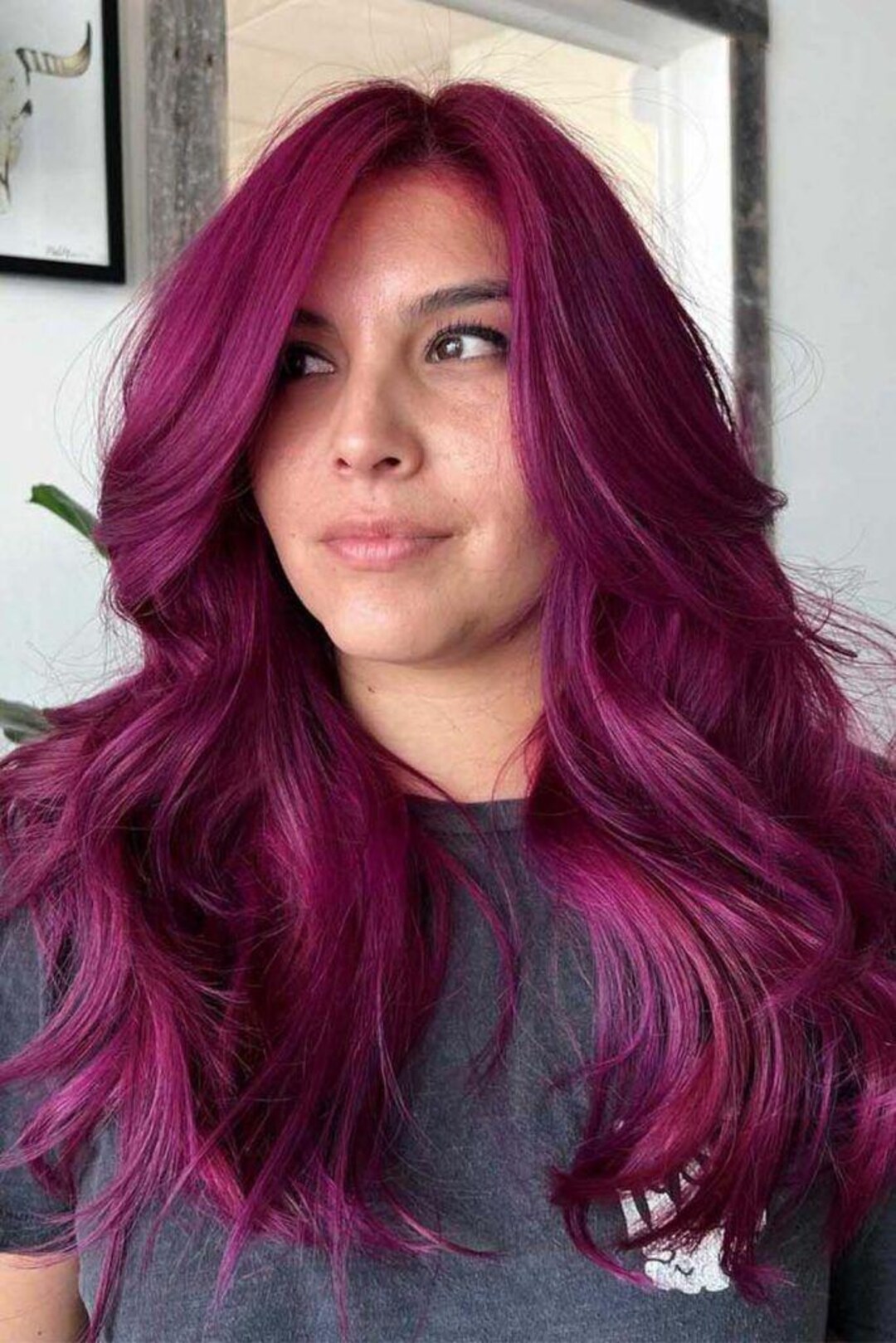 Stunning Magenta Auburn Pink Hair Wig | 13x4 | Long Natural  display picture 2