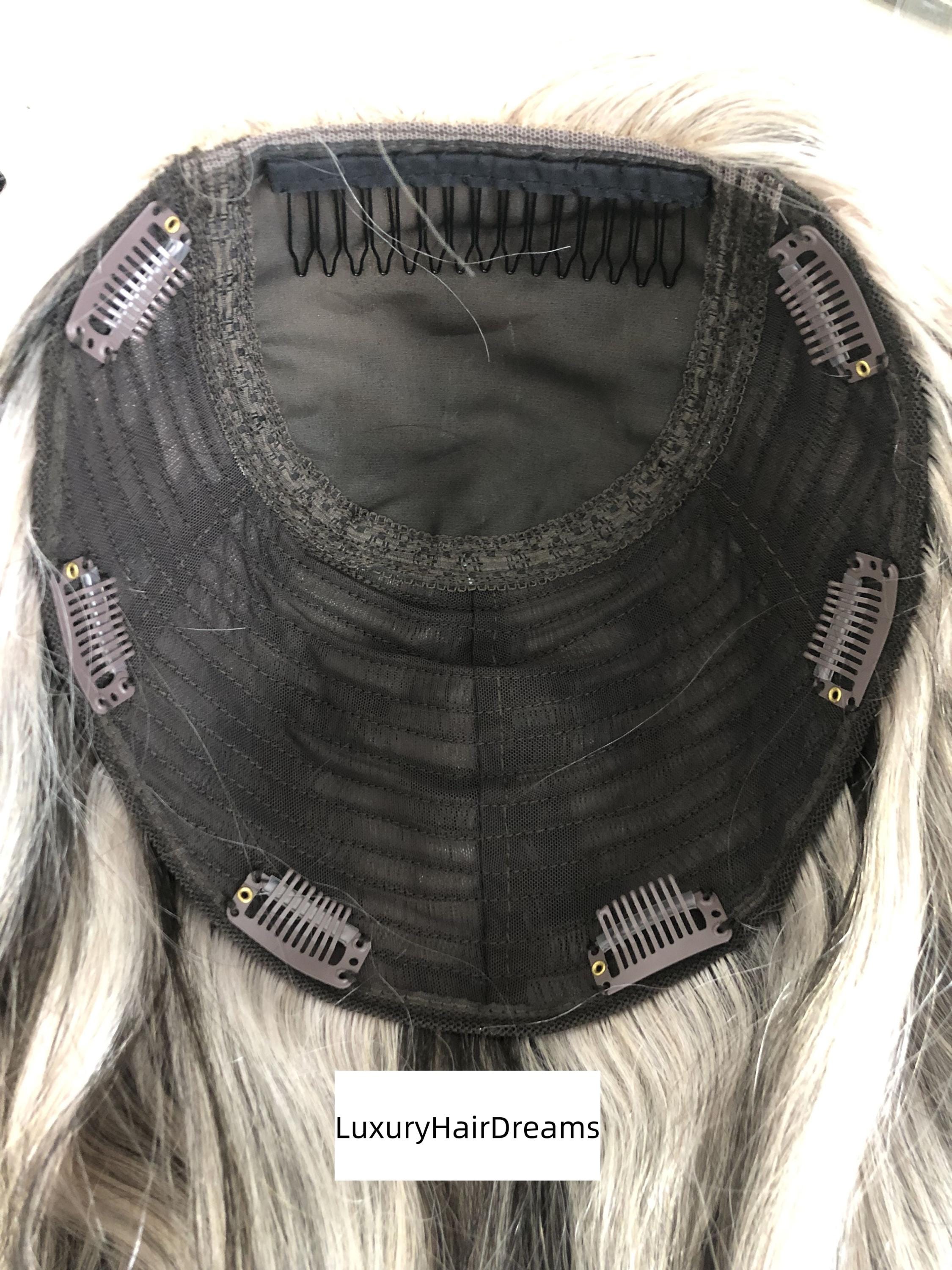 Human Hair Topper Hand-Tied Mono Top Glueless Natural Movement Hand-Tied 100% Human Hair Topper – Ultra-Comfortable  main image 3