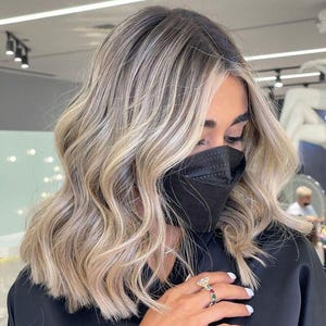 Root Smudge Human Hair Lace Topper | Blonde Balayage Layered Short Ombre Light Blonde | Luxe Hair Topper | 6x7 | Silk Lace Mono Base Topper