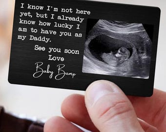 Tarjeta de billetera personalizada con ecografía para papá, regalo para papá primerizo, idea para revelar el embarazo, regalo para el primer día del padre, recuerdo personalizado para papá